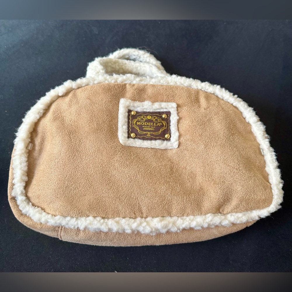 Modella Faux Suede Sherpa Cosmetic Bag – Tan Travel & Everyday